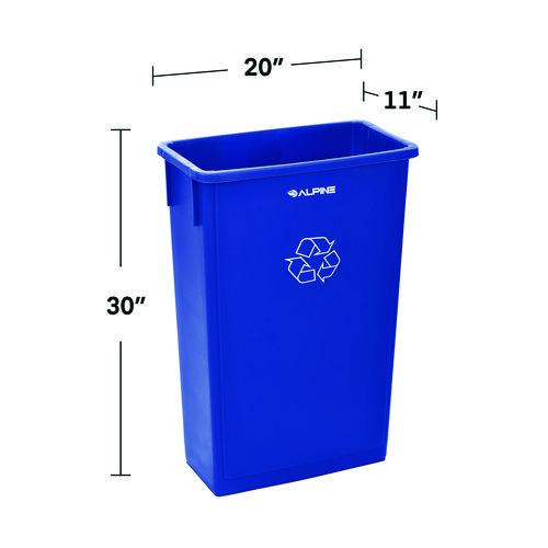 Image of Alpine Industries ALP477RBLUKIT Slim 23 Gallon Recycling Bin, Plastic, Blue