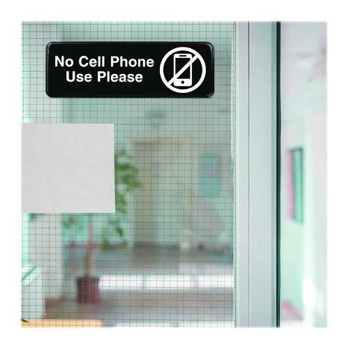 Image of Excello Global Products® EGP-HD-0266-S No Cell Phone Use Please Indoor/Outdoor Wall Sign, 9 x 3, Black Face, White Graphics, 3/Pack