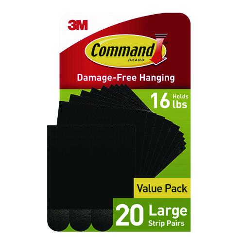 Image of Command 17206BLK-20NA Damage-Free Hanging Picture Hanging Strip Pairs, Holds up to 3.75 lb, Large: 0.75" x 0.65", 20/Pack