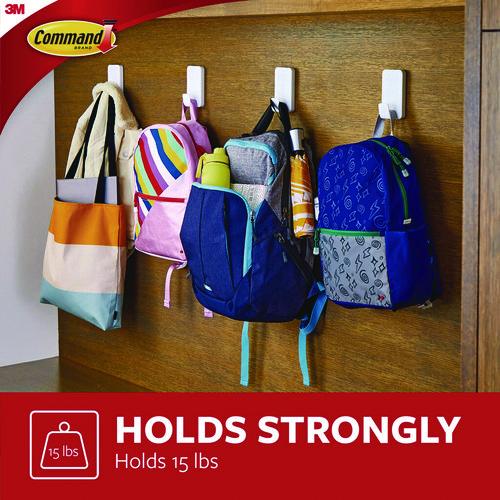 Image of Command 17011-2ES X-large Utility Hooks, Plastic, White, Supports 15 lb, 2/Pack