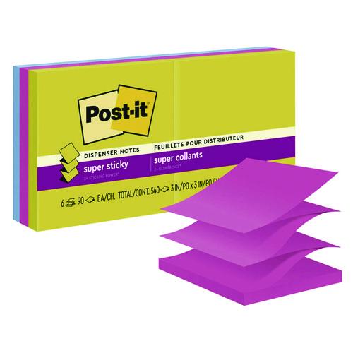 Image of Post-it® Pop-up Notes Super Sticky R330-6SSJOY Pop-Up Notes Summer Joy Collection Colors, 3" x 3", Assorted Colors, 90 Sheets/Pad, 6 Pads/Pack