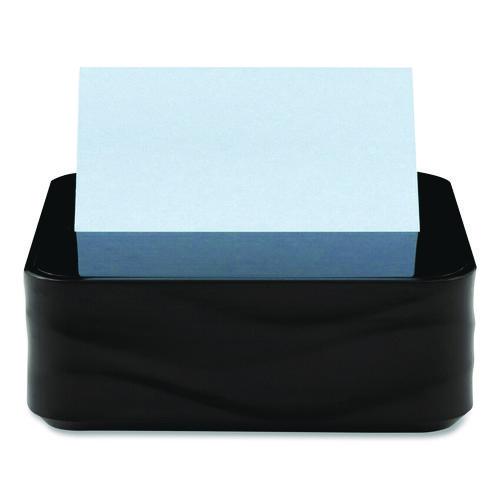 Image of Post-it® Pop-up Notes WAVE-330-BKVP Wave Design Dispenser with Notes, For 3 x 3 Pads, Includes (3) 90-Sheet Simply Serene Collection Colors Pop-up Pads, Black