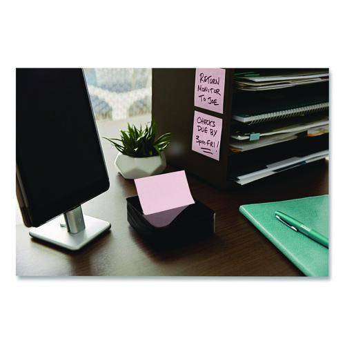 Image of Post-it® Pop-up Notes WAVE-330-BKVP Wave Design Dispenser with Notes, For 3 x 3 Pads, Includes (3) 90-Sheet Simply Serene Collection Colors Pop-up Pads, Black