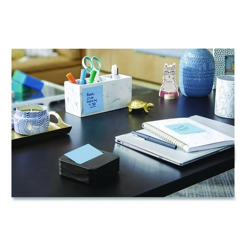 Image of Post-it® Pop-up Notes WAVE-330-BKVP Wave Design Dispenser with Notes, For 3 x 3 Pads, Includes (3) 90-Sheet Simply Serene Collection Colors Pop-up Pads, Black
