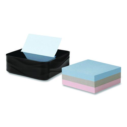 Image of Post-it® Pop-up Notes WAVE-330-BKVP Wave Design Dispenser with Notes, For 3 x 3 Pads, Includes (3) 90-Sheet Simply Serene Collection Colors Pop-up Pads, Black