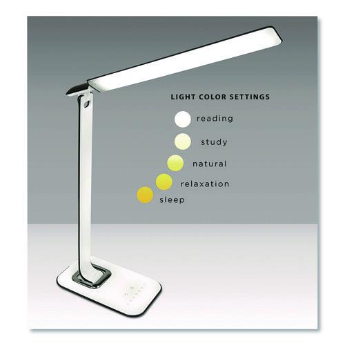 Image of MOUNT-IT! TS-7005 Turcom RelaxaLight Dimmable LED Desk Lamp with USB, Adjustable Neck, 16" to 28.5" High, White