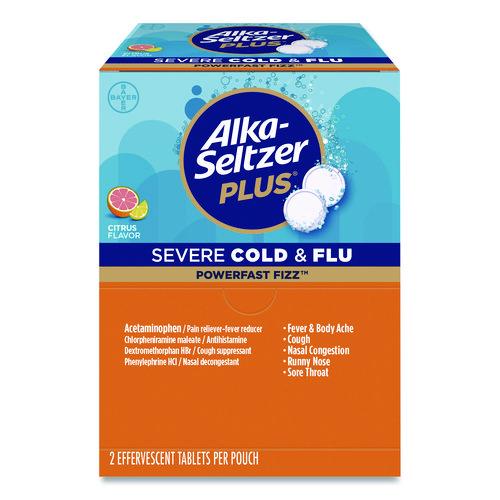 Image of Alka-Seltzer® 97319 Plus PowerFast Fizz Severe Cold and Flu Effervescent Tablet, 2 Tablets/Pouch, 30 Pouches/Box