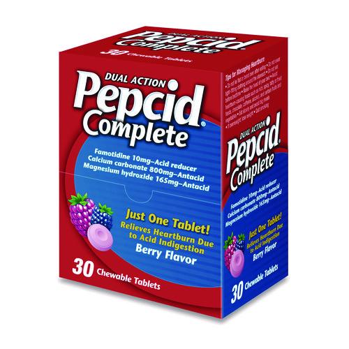 Image of Pepcid® 64228 Complete Dual-Action Antacid, Berry Flavor, 30/Box