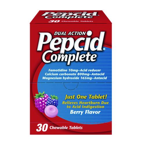 Image of Pepcid® 64228 Complete Dual-Action Antacid, Berry Flavor, 30/Box