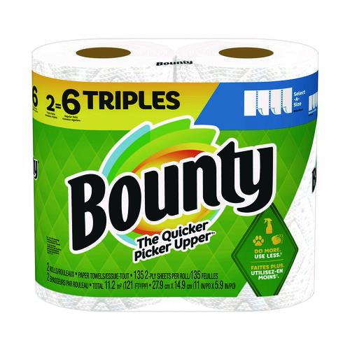 Image of Bounty® 60428/6133 Select-a-Size Kitchen Roll Paper Towels, 2-Ply, 11 x 5.9, White, 135 Sheets/Roll, 2 Rolls/Pack