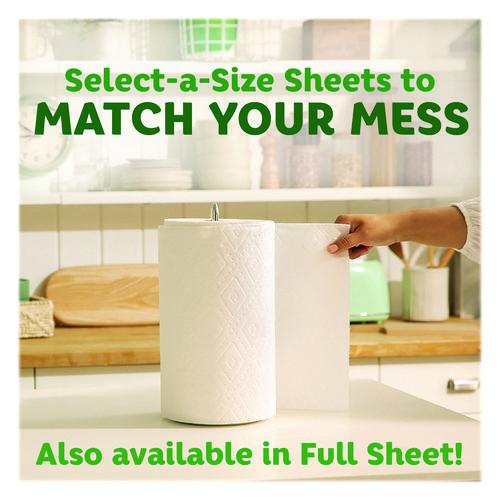 Image of Bounty® 60091/6134 Select-a-Size Kitchen Roll Paper Towels, 2-Ply, 11 x 5.9, White, 135 Sheets/Roll, 4 Rolls/Pack