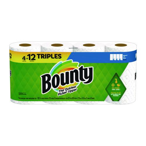 Image of Bounty® 60091/6134 Select-a-Size Kitchen Roll Paper Towels, 2-Ply, 11 x 5.9, White, 135 Sheets/Roll, 4 Rolls/Pack