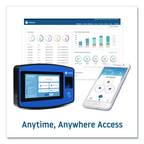 Image of uAttend NX2500 Biometric Fingerprint Touch Tablet Time Clock System, Unlimited Employees, Black/Blue