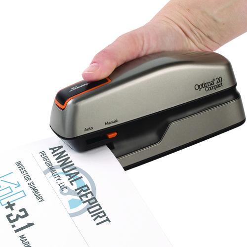 Image of Swingline® S7048207 Optima Grip Electric Stapler, 20-Sheet Capacity, Black/silver