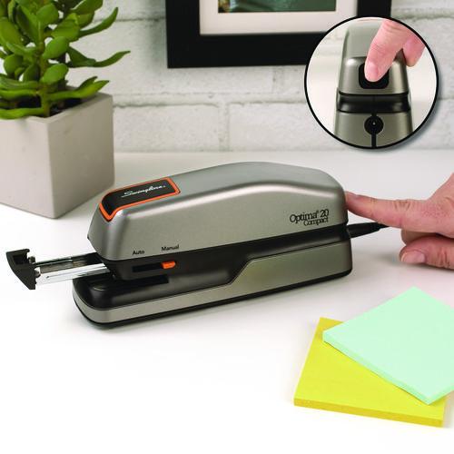 Image of Swingline® S7048207 Optima Grip Electric Stapler, 20-Sheet Capacity, Black/silver