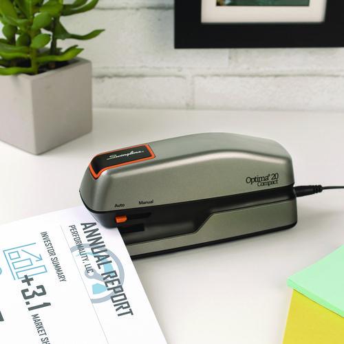 Image of Swingline® S7048207 Optima Grip Electric Stapler, 20-Sheet Capacity, Black/silver