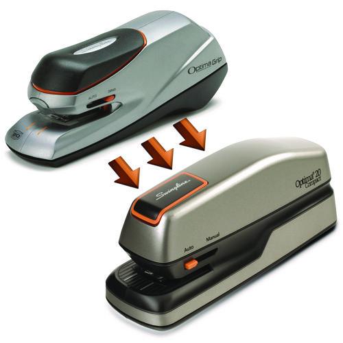 Image of Swingline® S7048207 Optima Grip Electric Stapler, 20-Sheet Capacity, Black/silver