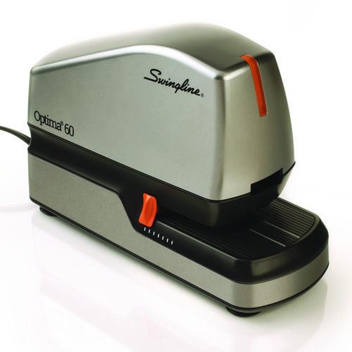 Image of SwinglineÂ® Optima 60 Electric Stapler, 60-Sheet Capacity, Silver/Black/Orange