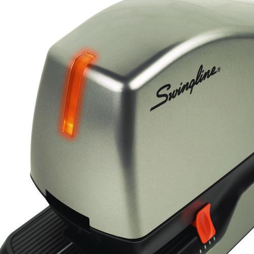 Image of SwinglineÂ® Optima 60 Electric Stapler, 60-Sheet Capacity, Silver/Black/Orange