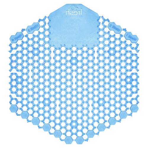 Image of Fresh Products 3WDS-F-010I060M-06 Wave 3D Urinal Deodorizer, Cotton Blossom Scent, Blue, 10/Box, 6 Boxes/Carton