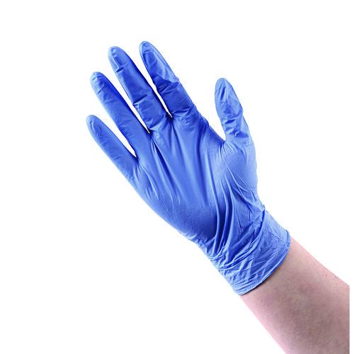 Image of Boardwalk® 380XLBXA 380 Series Disposable General-Purpose Nitrile Gloves, Powder-Free, X-Large, 4 mil Thick, 9.5" Long, Blue, 100/Box