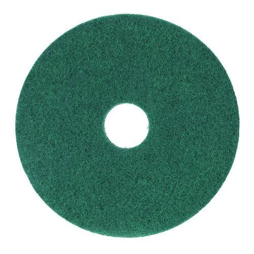 Image of Boardwalk® BWK4013GRE Heavy-Duty Scrubbing Floor Pads, 13" Diameter, Green, 5/carton