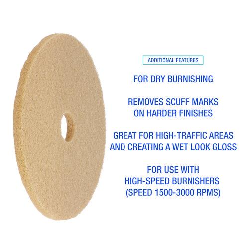 Image of Boardwalk® BWK4019ULT Burnishing Floor Pads, 19" Diameter, Tan, 5/carton