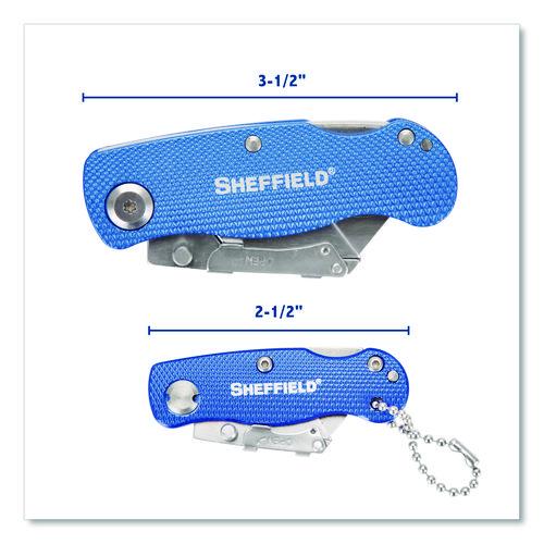 Image of Sheffield 12117 Folding Lock Back Utility Knife Set, 1 Standard, 1 Mini, Blue