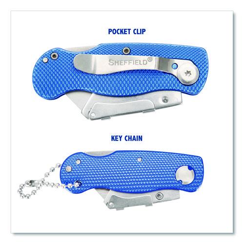 Image of Sheffield 12117 Folding Lock Back Utility Knife Set, 1 Standard, 1 Mini, Blue