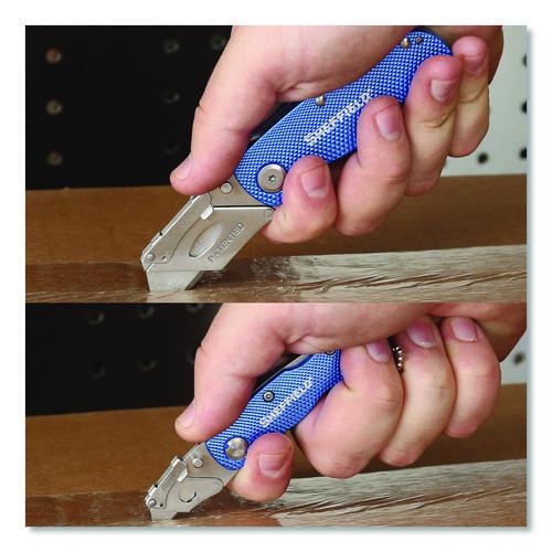 Image of Sheffield 12117 Folding Lock Back Utility Knife Set, 1 Standard, 1 Mini, Blue