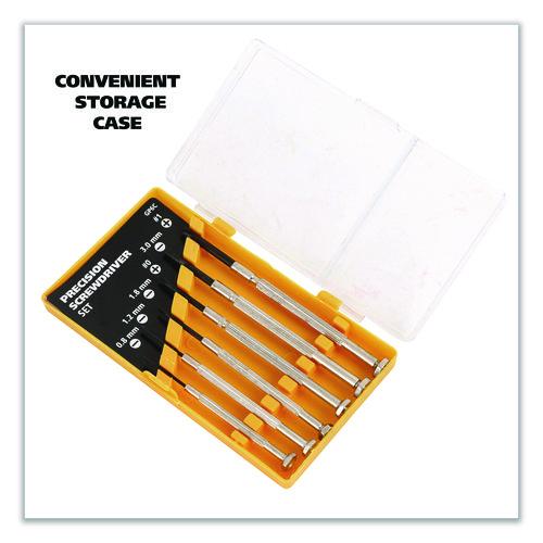 Image of Great Neck® GP6C Precision Screwdriver Set, Six-Piece, Phillips/Slotted, Assorted Lengths, Polished Steel Handles