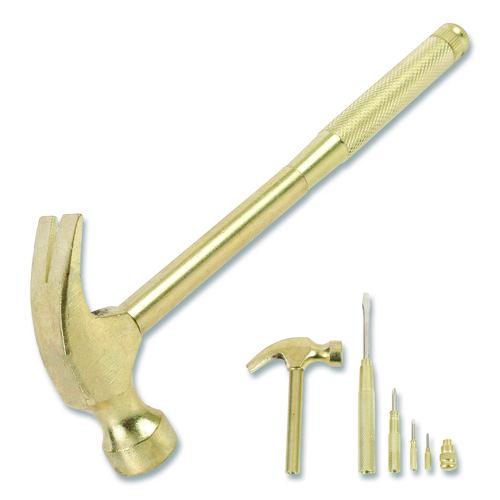 Image of Great Neck® 19006 5-in-1 Carpenter's Hammer with Nesting Handle Containing Four Screwdrivers, 6.5" Long Gold Handle