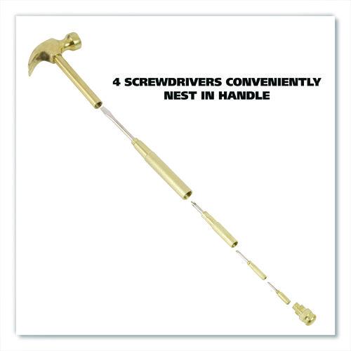 Image of Great Neck® 19006 5-in-1 Carpenter's Hammer with Nesting Handle Containing Four Screwdrivers, 6.5" Long Gold Handle