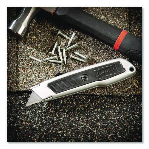 Image of Sheffield 12243 Retractable Utility Knife, 1.25" Blade, 3.5" Plastic Handle, Black/Gray