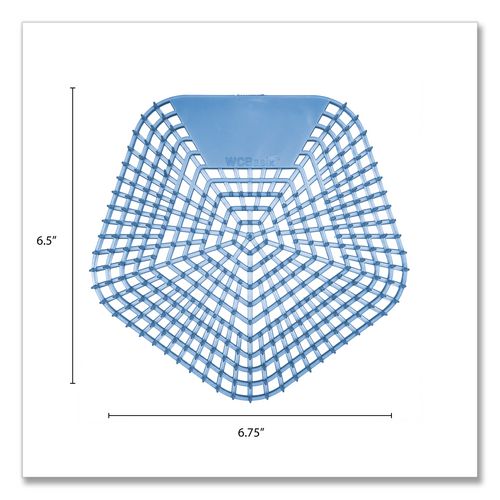 Image of Boardwalk® WCBX-P-010I010I-06-AAS80- Anti-Splash Urinal Screen, Clean Cotton Scent, Blue, 0.11 oz, 10/Box