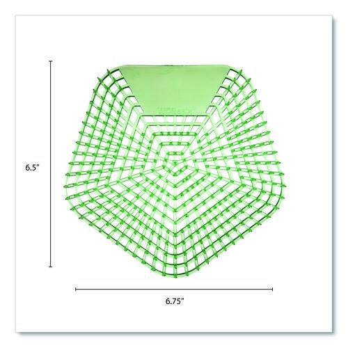 Image of Boardwalk® WCBX-P-010I010I-02-AAS80- Anti-Splash Urinal Screen, Cucumber Twist Scent, Green, 0.11 oz, 10/Box