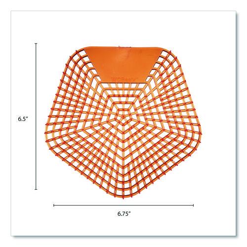 Image of Boardwalk® WCBX-P-010I010I-04-AAS80- Anti-Splash Urinal Screen, Mango Mist Scent, Orange, 0.11 oz, 10/Box