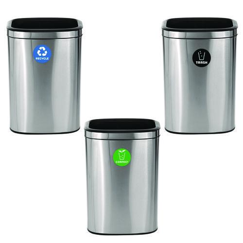 Image of Alpine Industries ALP47040LRTCO 10.5 Gallon Recycle, Trash and Compost Combo Station, Brushed Stainless Steel