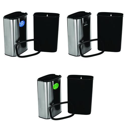 Image of Alpine Industries ALP47040LRTCO 10.5 Gallon Recycle, Trash and Compost Combo Station, Brushed Stainless Steel