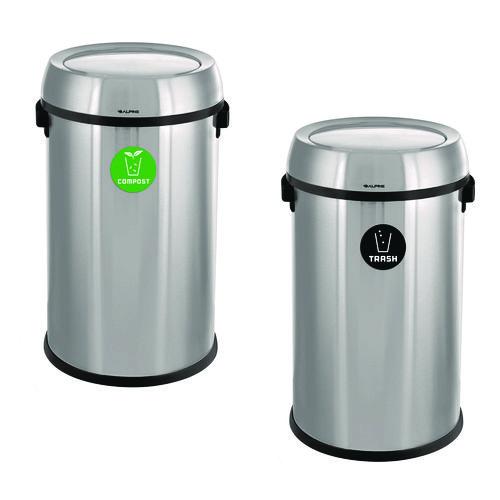Image of Alpine Industries ALP47065L1COT 17 Gallon Stainless Steel Indoor Compost and Trash Station with Swivel Lid