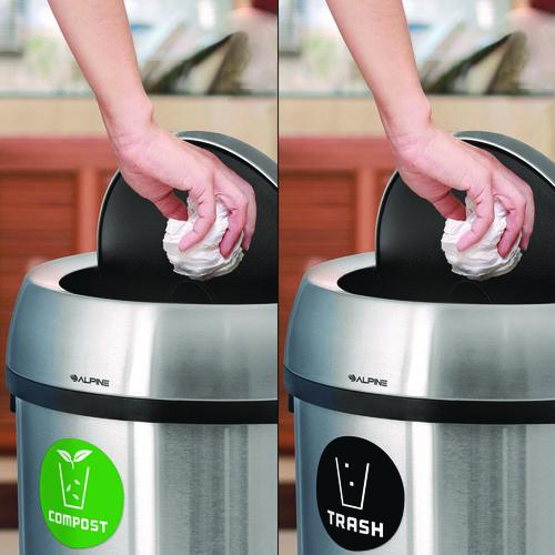 Image of Alpine Industries ALP47065L1COT 17 Gallon Stainless Steel Indoor Compost and Trash Station with Swivel Lid