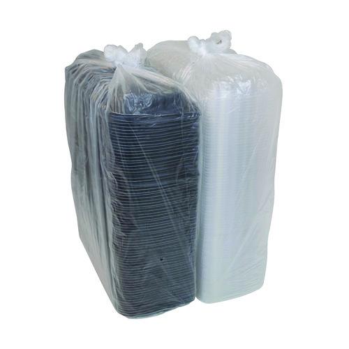 Image of Pactiv Evergreen YCNC167000DZ MealMaster Rib Container Base/Lid, 16.6 x 7.3 x 2.3, Black/Clear, Plastic, 80/Carton