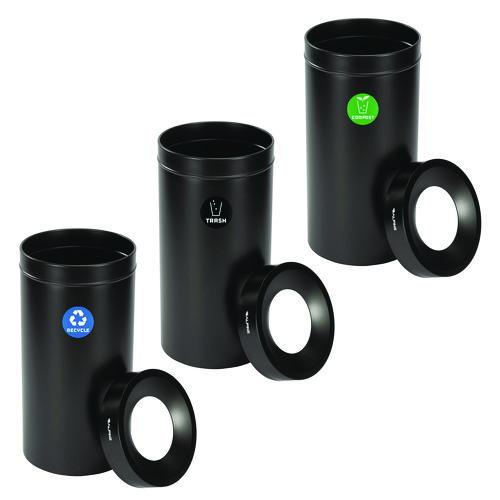 Image of Alpine Industries ALP47527BLKRTCO 27 Gallon Black Stainless Steel Compost Bin, Recycling Can and Trash Receptacle