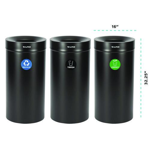 Image of Alpine Industries ALP47527BLKRTCO 27 Gallon Black Stainless Steel Compost Bin, Recycling Can and Trash Receptacle
