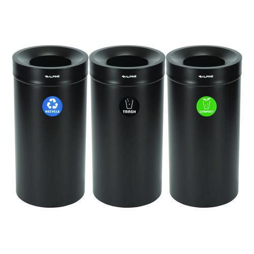 Image of Alpine Industries ALP47527BLKRTCO 27 Gallon Black Stainless Steel Compost Bin, Recycling Can and Trash Receptacle