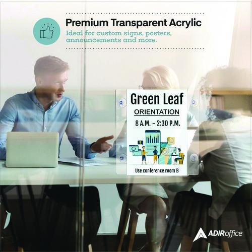 Image of AdirOffice ADI6398511WSH12 Suction-Mount Acrylic Window Sign Holders, 8.5 x 11, Clear, 12 Sign Holders