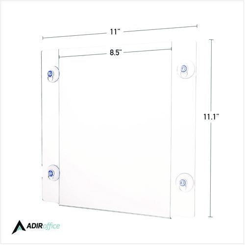 Image of AdirOffice ADI6398511WSH12 Suction-Mount Acrylic Window Sign Holders, 8.5 x 11, Clear, 12 Sign Holders