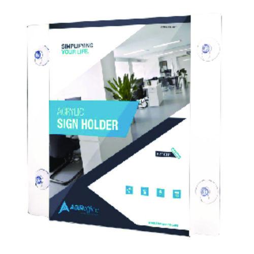 Image of AdirOffice ADI6398511WSH12 Suction-Mount Acrylic Window Sign Holders, 8.5 x 11, Clear, 12 Sign Holders