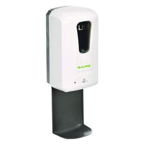 Image of Alpine Industries ALP430LT Wall Mount Automatic Gel Hand Sanitizer/Soap Dispenser with Drip Tray, 40 oz, 4.48 x 6 x 18.1, White