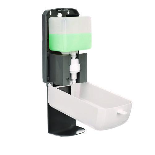 Image of Alpine Industries ALP430LT Wall Mount Automatic Gel Hand Sanitizer/Soap Dispenser with Drip Tray, 40 oz, 4.48 x 6 x 18.1, White
